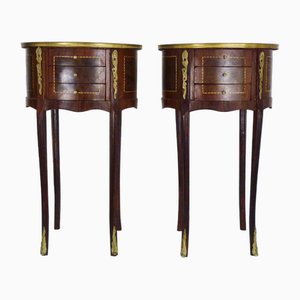 Louis XV Style Drum Bedside Tables, 1960s, Set of 2