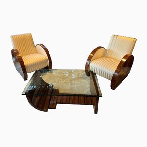 Art Deco Wohnzimmer Set, 3er Set