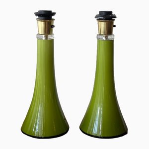 Mid-Century Green Glass Table Lamp by Gert Nyström for Hyllinge, 1960s