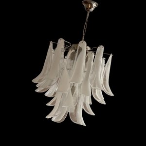 White Murano Chandelier in the style of Mazzega