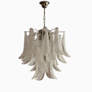 White Murano Chandelier in the style of Mazzega