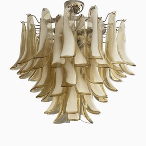 Lámpara de araña de Murano amarilla al estilo de Mazzega