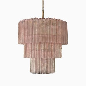 Large Pink Glass Murano Chandelier