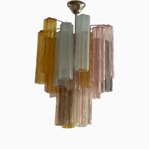 Lampadario tubolare piccolo in vetro di Murano