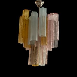 Small Tubular Chandelier in Murano Glass