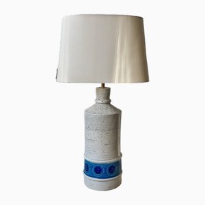 Large White and Blue Ceramic Table Lamp by Bitossi for Bergboms, 1960s