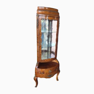 19th Century French Corner Show Cabinet with Drawers and Crystal Doors with Bronze Finals