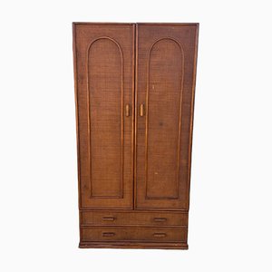 Vintage Spanish Wicker Wardrobe with Doors and Drawers on the Bottom