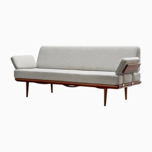 Sofá o sofá cama Minerva de teca de Peter Hvidt & Orla Mølgaard-Nielsen para France & Son / France & Daverkosen, años 60