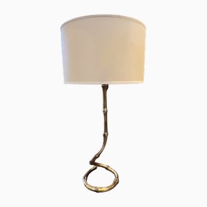 Single French Faux Bamboo and Brass Table Lamp, 1960s
