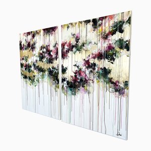 Maria Esmar, This Is My Heaven, Mixed Media on Canvas Paintings, Set of 2