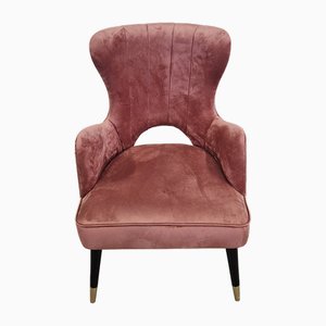 Fauteuil en Velours Rose, 1980s