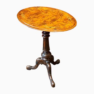 Antique Victorian Period Burr Walnut Lamp Table, 1860s
