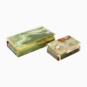 Cigarettes Box in Onyx, Italy, 1960s, Set of 2