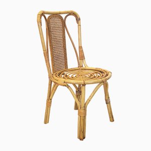 Vintage Wicker Bamboo Chair, Spain, 1970s