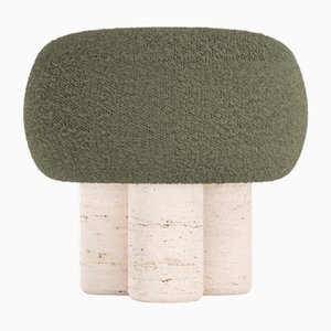 Tabouret Hygge en Tissu Olive et Travertino par Saccal Design House pour Collector