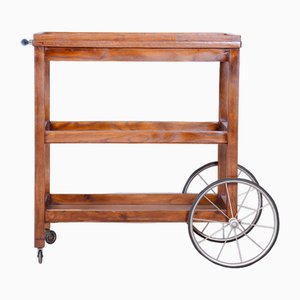 Carrello Art Deco in quercia e vetro di Thonet, anni '20