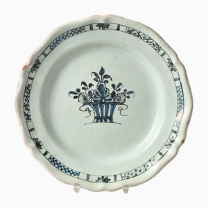 Antique French Cul Noir Rouen Faience Plate