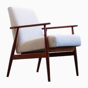 Mid-Century Armchair in Ivory Boucle by Henryk Lis, 1967