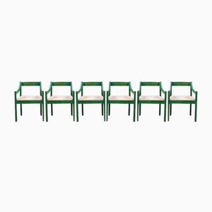Grüner Carimate Stuhl aus Birkenholz von Vico Magistretti, 1960er, 6er Set