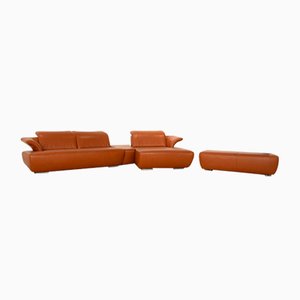 Avanti Leather Corner Sofas in Brown-Orange from Koinor, Set of 2