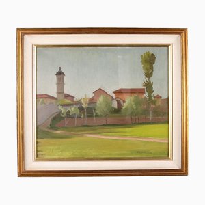 Primo Carena, Landscape, Oil Painting, Framed