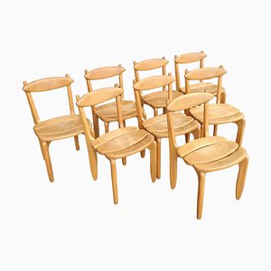 Chaises en Chêne attribuées à Guillerme et Chambron pour Votre Maison, Set de 8