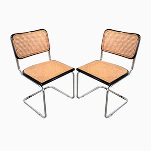 Black Cesca S32 Marcel Breuer Chairs by Marcel Breuer, Italy, 1980s, Set of 2