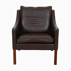 2207 Loungechair in Brown Leather from Børge Mogensen, 1960s