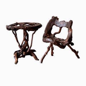 Root Table and Chair, 1960s, Set of 2