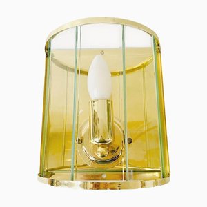 Lámpara de pared Hollywood Regency vintage de vidrio dorado