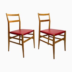 Gio Ponti zugeschriebene Leggera Stühle aus hellem Holz für Cassina, 1950er, 2er Set