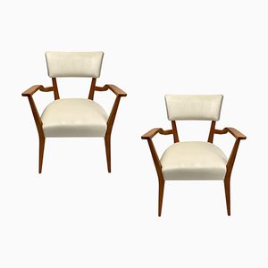 Mid-Century Organic Armchairs in Velvet and Wood in the style of Gio Ponti Style, 1950s, Set of 2