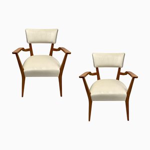 Set of Mid-Century Organic Armchairs in Velvet and Wood in the style of Gio Ponti Style, 1950s