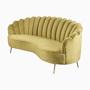 Spanish Three-Seater Sofa in Green Velvet by Spanish Manufactory