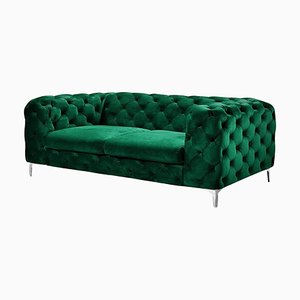 Chester Zwei-Sitzer Sofa aus grünem Samt von Europa Antiques