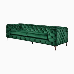Chester Three-Seater Sofa in Green Velvet by Europa Antiques