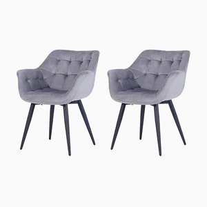 Fauteuils en Velours Gris par Spanish Manufactory, Set de 2