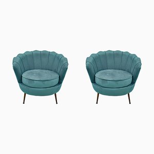 Fauteuils en Velours Turquoise par Spanish Manufactory, Set de 2