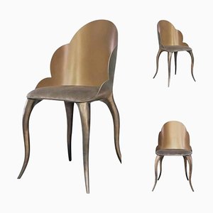 Niedriger Design Stuhl in Altgold von Europa Antiques