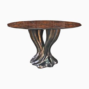 Dining Table in Wood with Walnut Root Veneer by Europa Antiques