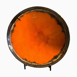 Orangefarbener Keramik Teller von Europa Antiques