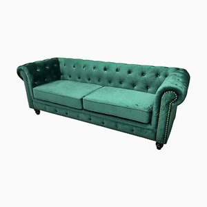 Chester Premium Three-Seater Sofa in Green Velvet by Europa Antiques