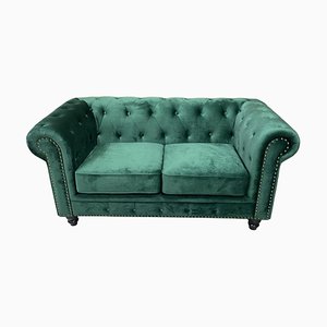 Chester Premium 2-Sitzer Sofa aus grünem Samt von Europa Antiques