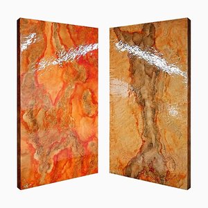 Wall Panel Lights in Translucent Marbled Painting by Europa Antiques
