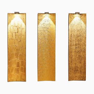 Panneaux d'Eclairage Feuille d'Or par Europa Antiques, Set de 3