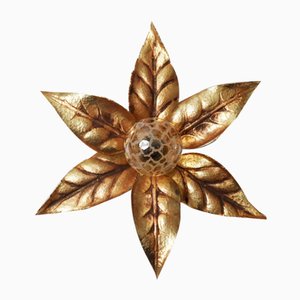 Golden Flowers Wall Lamp by Willy Daro from Massive, 1970s