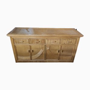 Credenza vintage in bambù con cassetti e ante, Spagna, anni '80