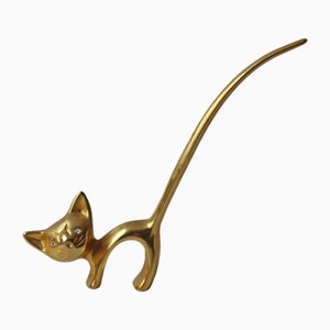 Ring Holder in the Form of a Cat with Crystal Eyes attributed to Walter Bosse, 1960s