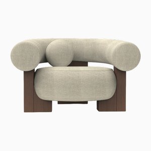 Cassette Armchair in Spugna Beige Fabric and Smoked Oak by Alter Ego for Collector